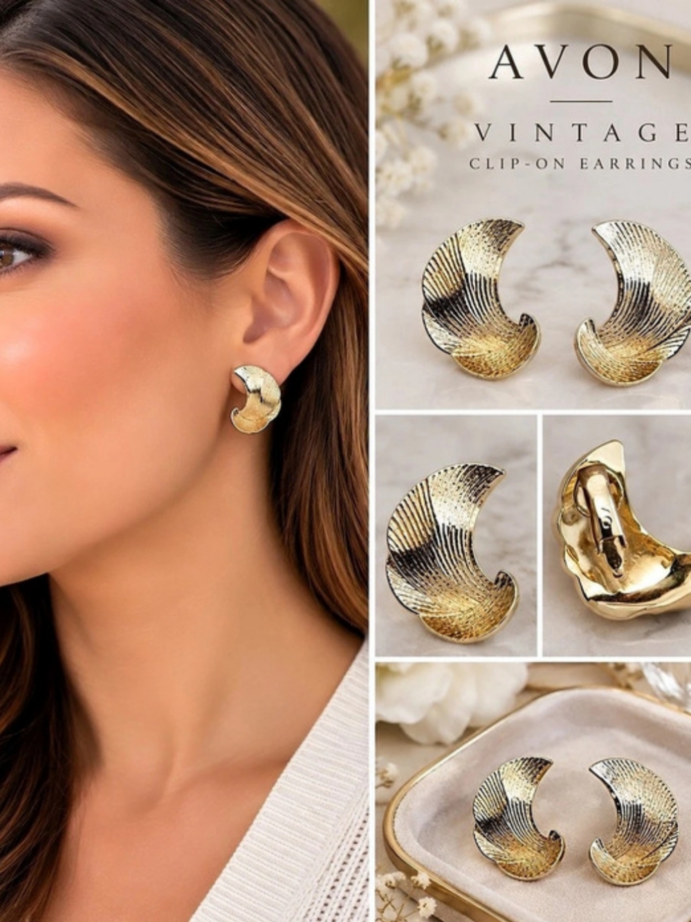 Avon Vintage Clip-On Earrings Gold Clip-On Earrings NWT